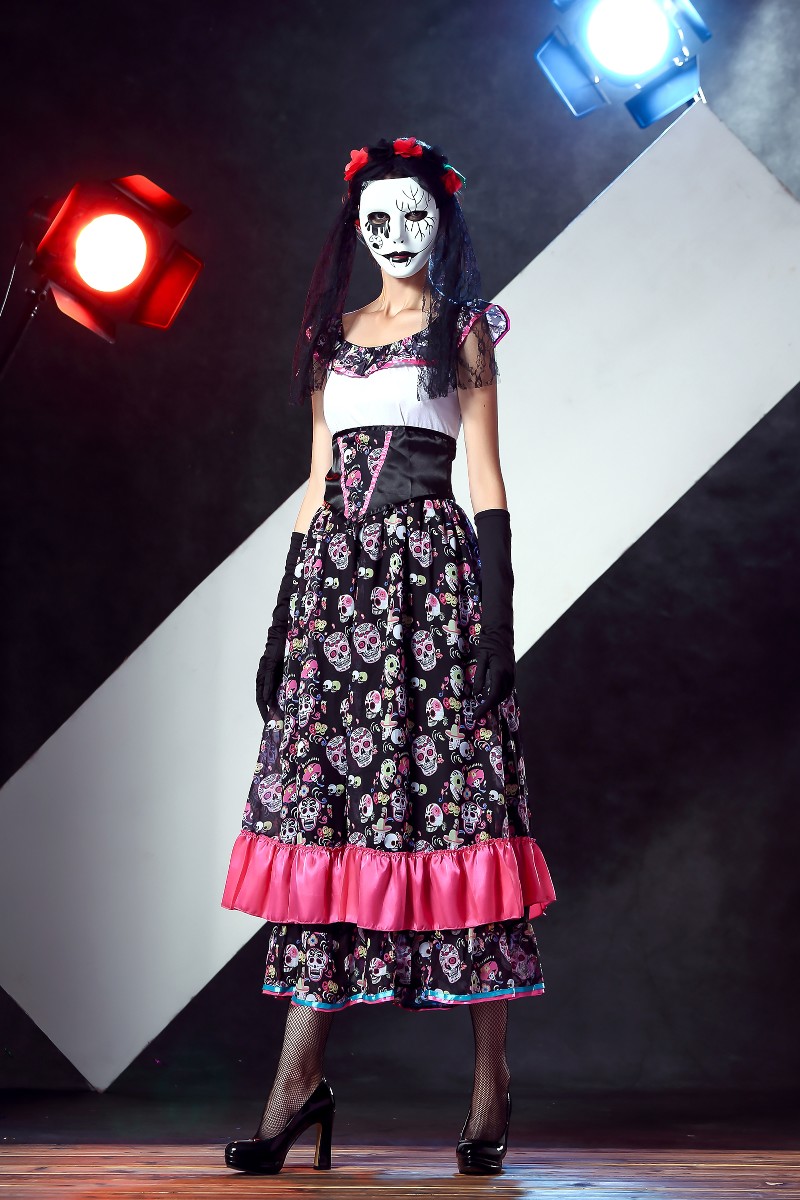 F1653 Spanish Lady Day Of Dead Costume
